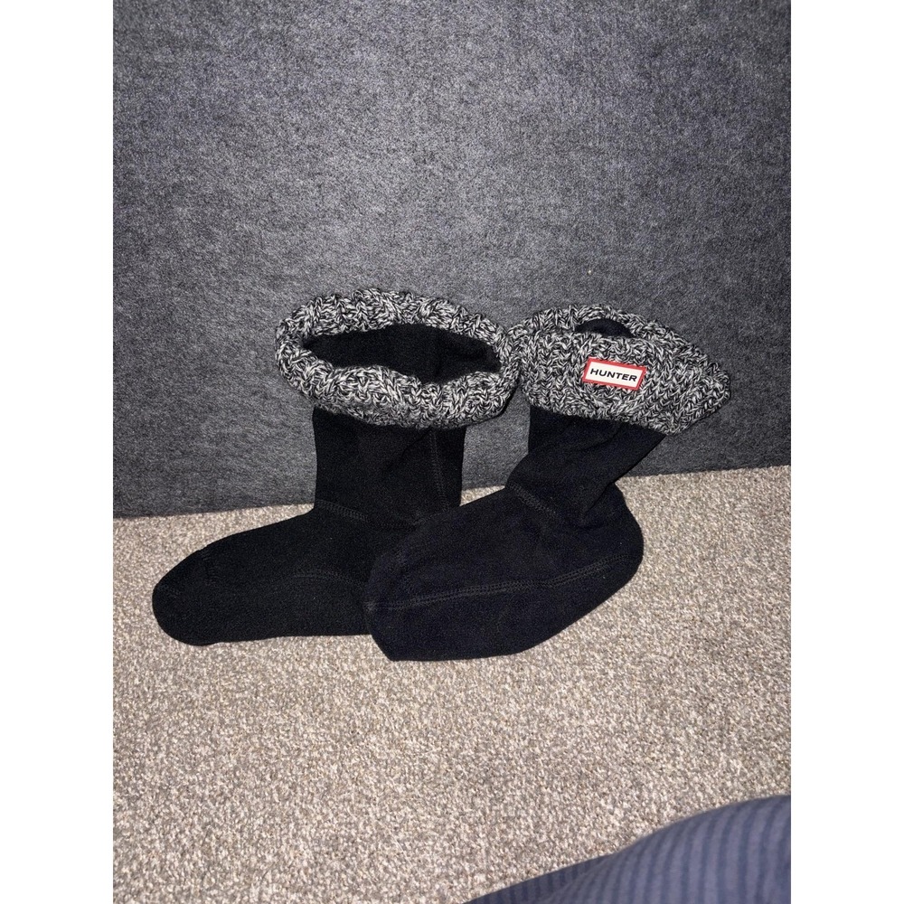 Hunter Welly Short Womens Black Fleece Knit Cuff Boot Liner Thermal